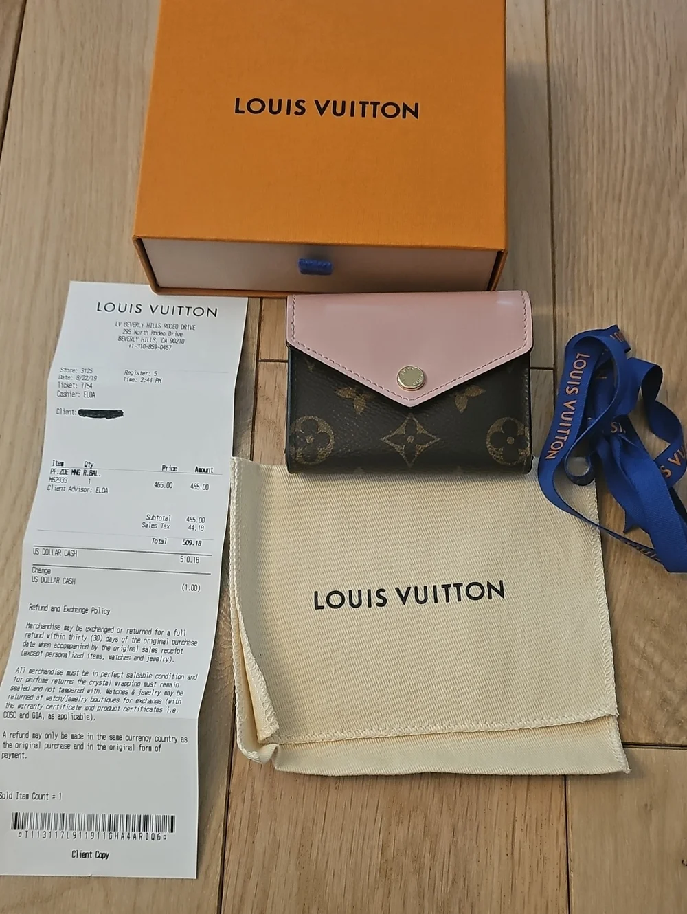 Authentic Louis Vuitton Zoe Monogram Compact Wallet with Pink Flap